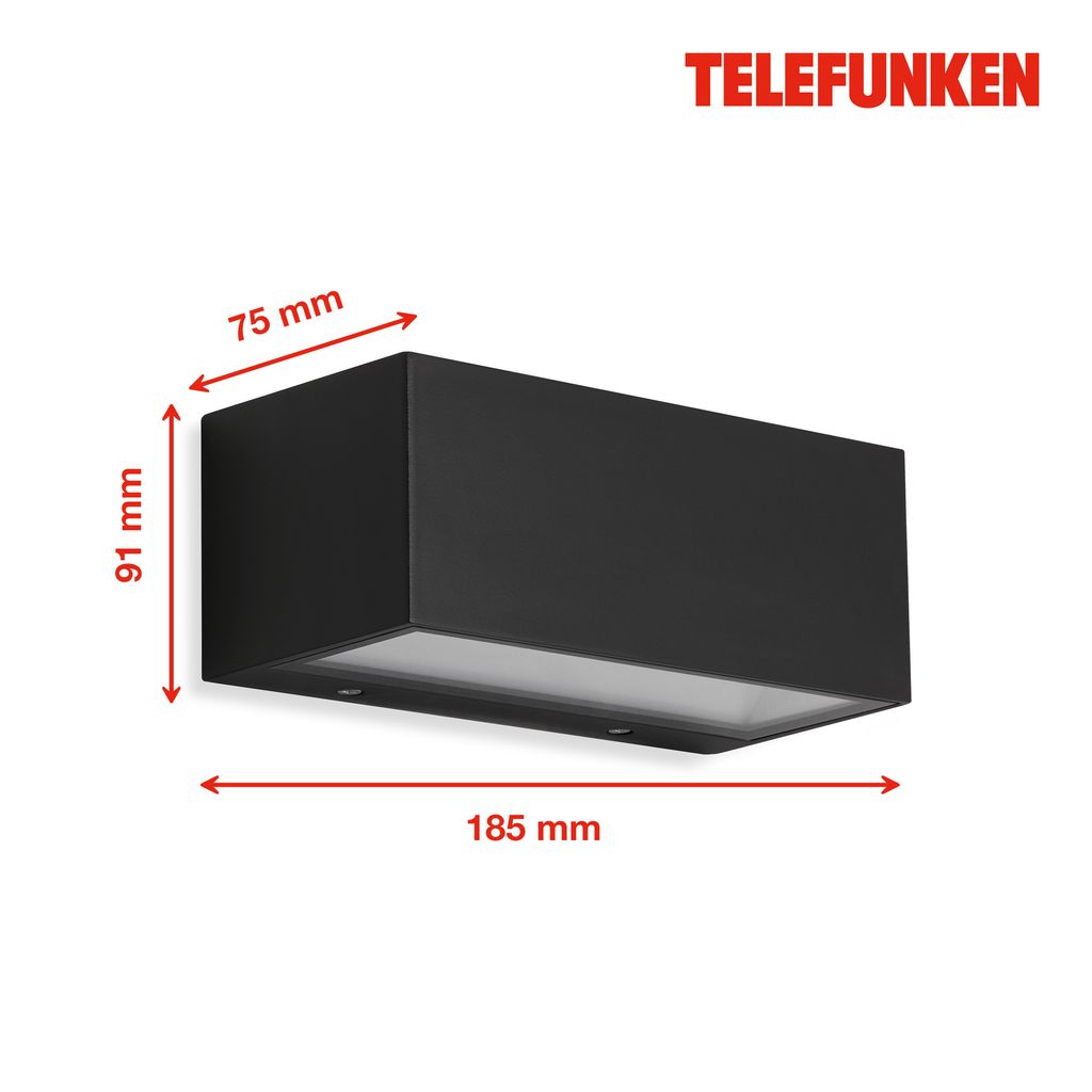 LED Außenwandleuchte Up- & Downlight 18x7x9cm - 1-flammig - Wandleuchte Hauswand Fassade Metall-Glas IP44 12W 1300lm 4.000K neutralweiße Lichtfarbe I schwarz 5