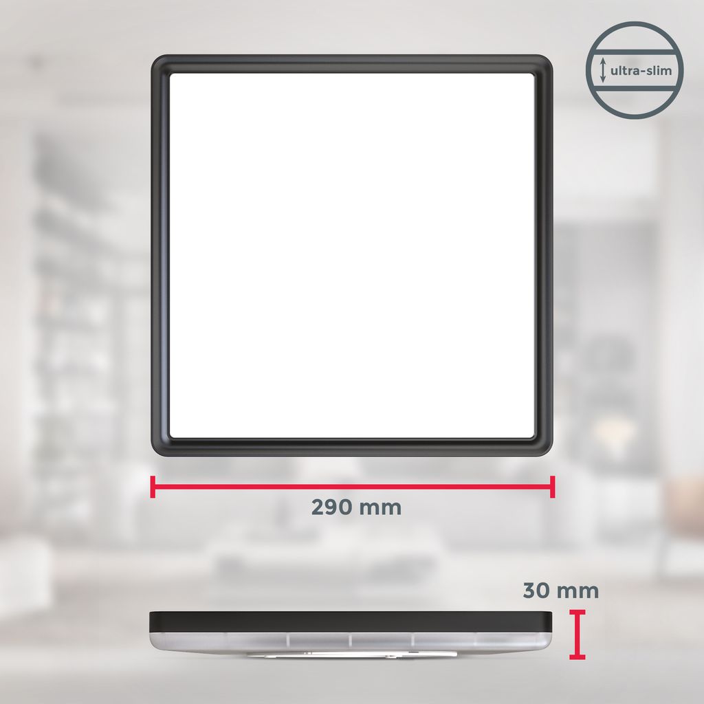 LED Panel 29x29 cm - 15W. 1850lm. dimmbar. Fernbedienung. RGBW. schwarz 4