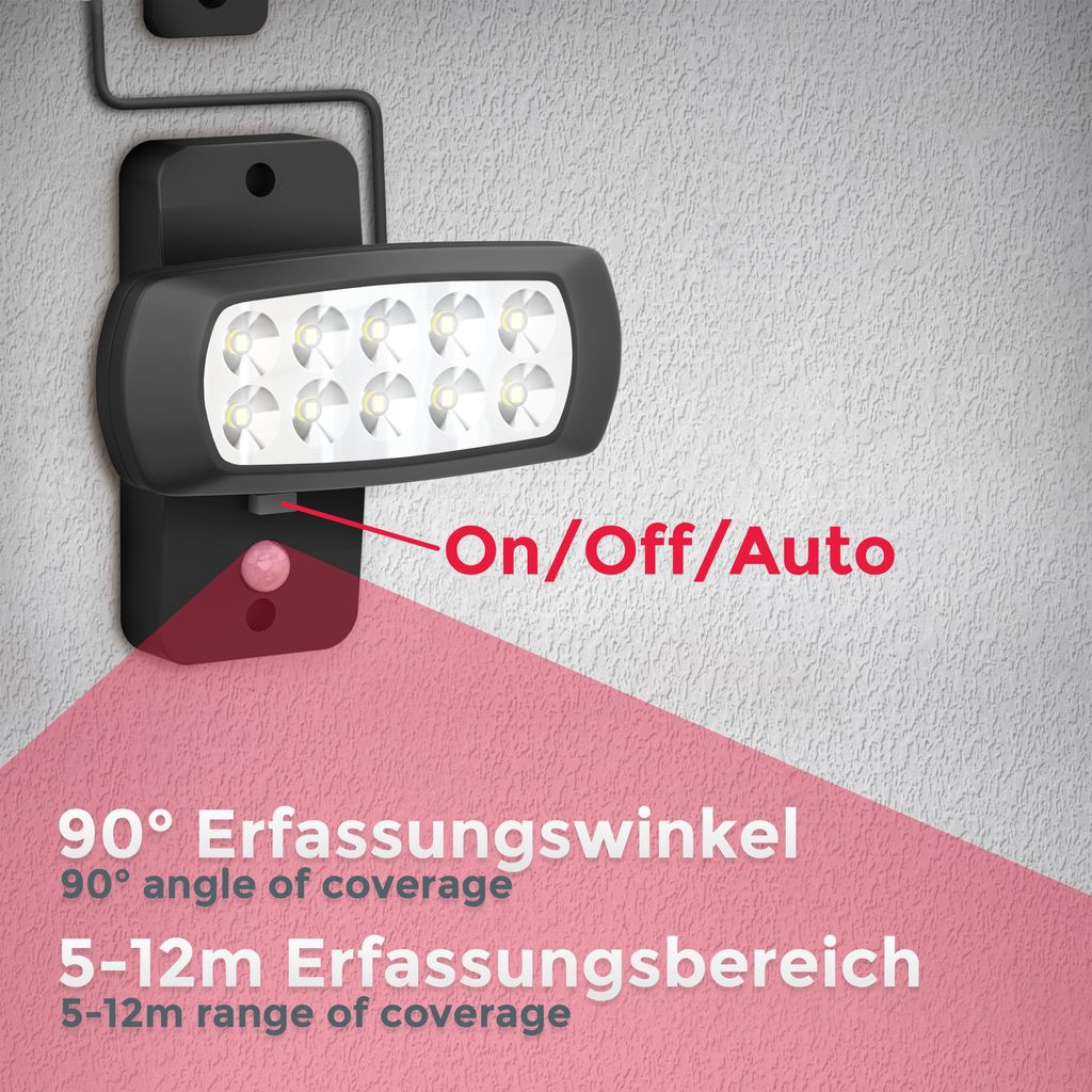 Solarleuchte Garten - LED. Bewegungsmelder. Dämmerungsschalter. 6500K. schwarz 6
