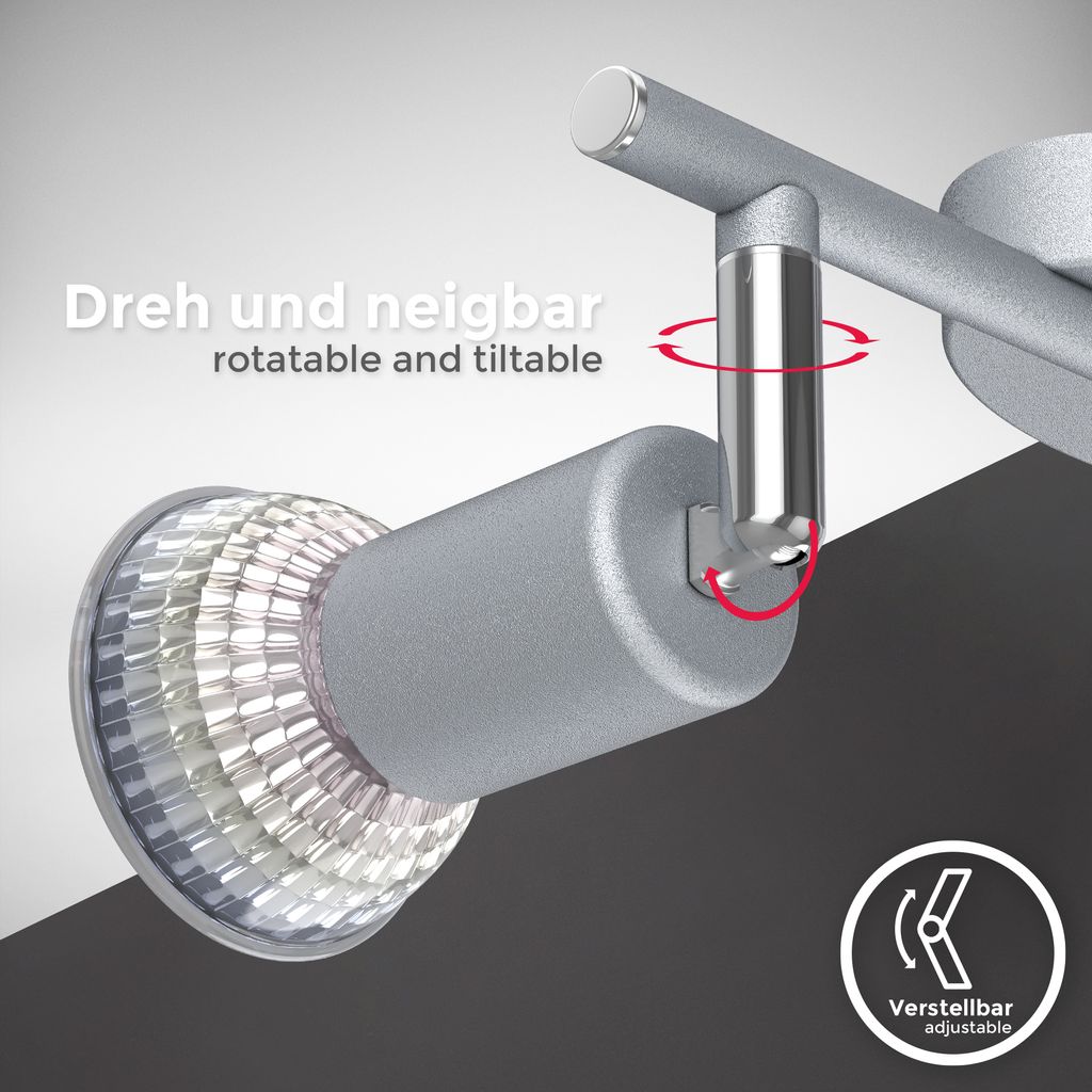 Deckenstrahler - 5.8W. 520lm. LED. schwenkbar. GU10. warmweiß. silberfarbig 3