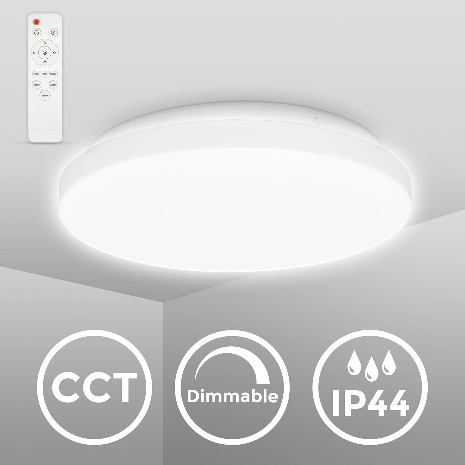 CCT LED Deckenleuchte Badlampe IP44 dimmbar mit Timer  - 3