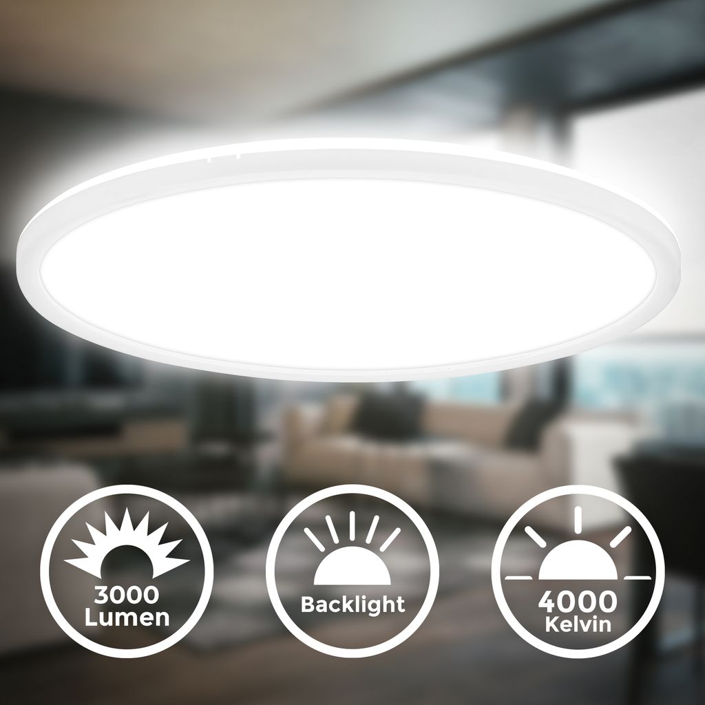LED Panel Ø42 cm - 22W. 3000lm. flach. backlight. neutralweiß. weiß 1