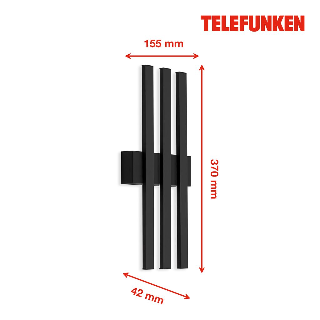 LED Außenleuchte 37 cm 3x12W 1170lm schwarz 20