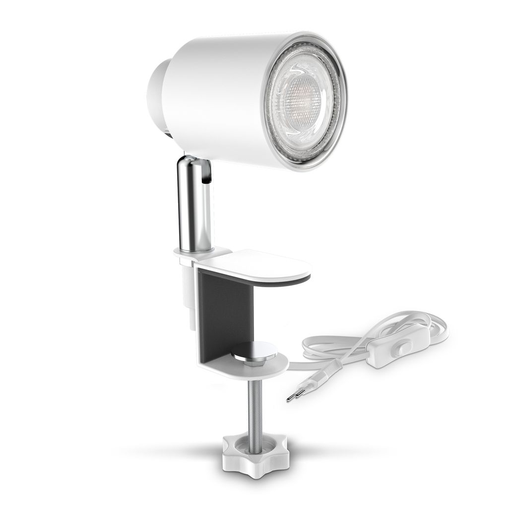 Klemmlampe - 5W. 400lm. LED. mit Stecker. dimmbar. warmweiß. weiß 10