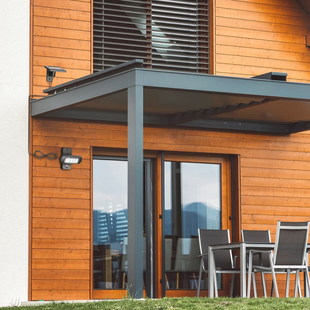 Solarleuchte Garten - LED. Bewegungsmelder. Dämmerungsschalter. 6500K. schwarz 3