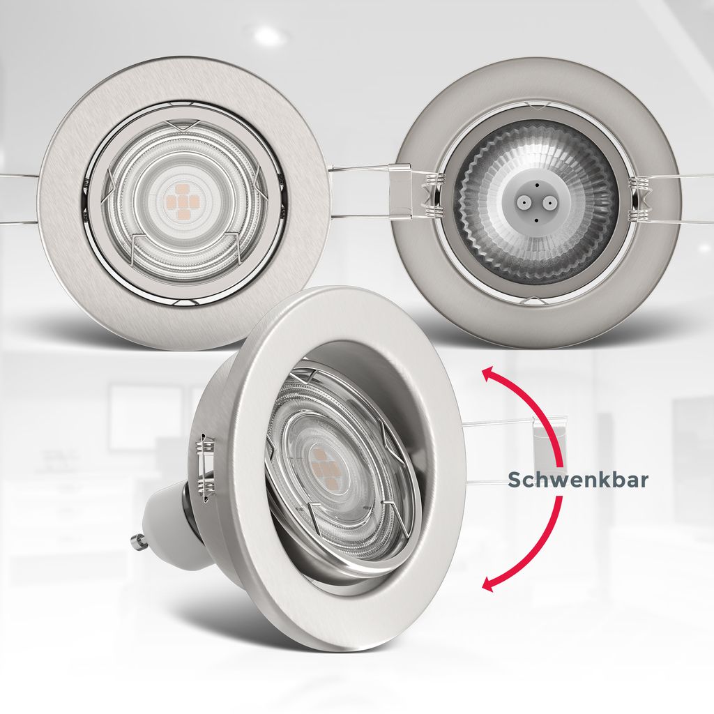 Einbaustrahler 68mm 3er Set - GU10. 5W. 400lm. LED. dimmbar. warmweiß. matt-nickel 4