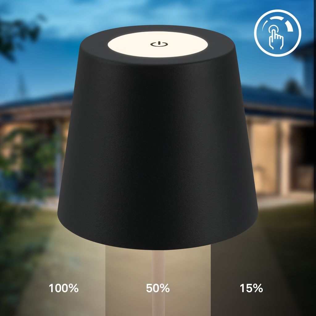 Tischlampe - 2.5W. 200lm. kabellos. led. dimmbar. warmweiß. schwarz 2