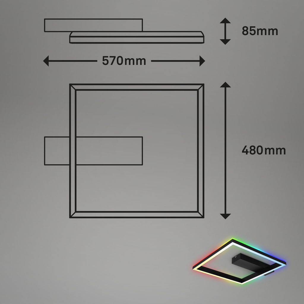 RGB CCT LED Deckenleuchte. 57cm. LED-Platine. 20 W. 1800 lm. schwarz 10