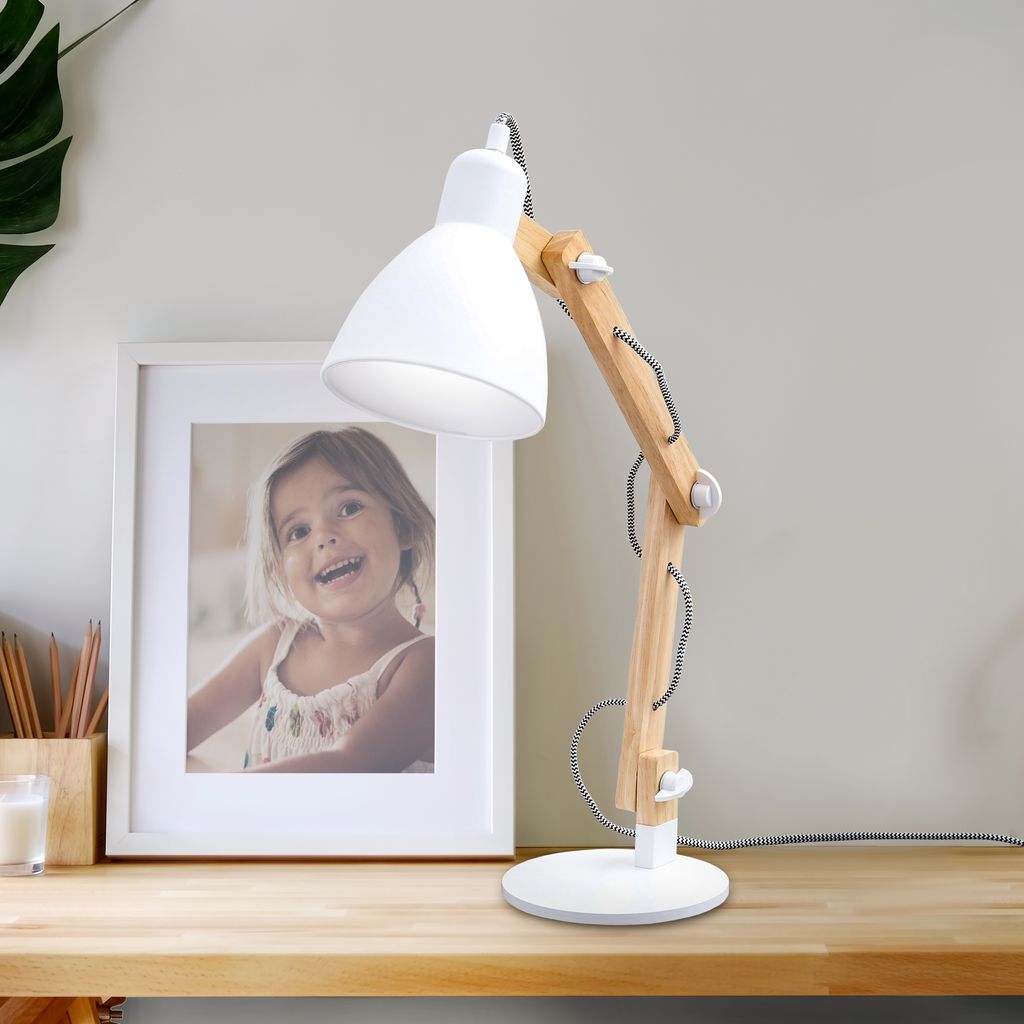 Tischleuchte Holz weiß 4