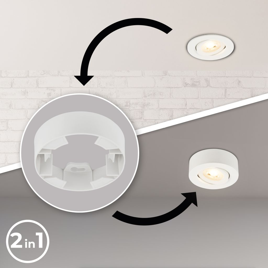 Einbaustrahler 76mm 3er Set - 230V. 5W. 500lm. LED. warmweiß. weiß 6