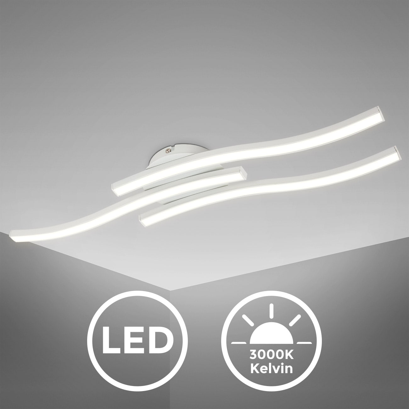 LED Design Deckenleuchte in Wellenform 3-flammig - 3