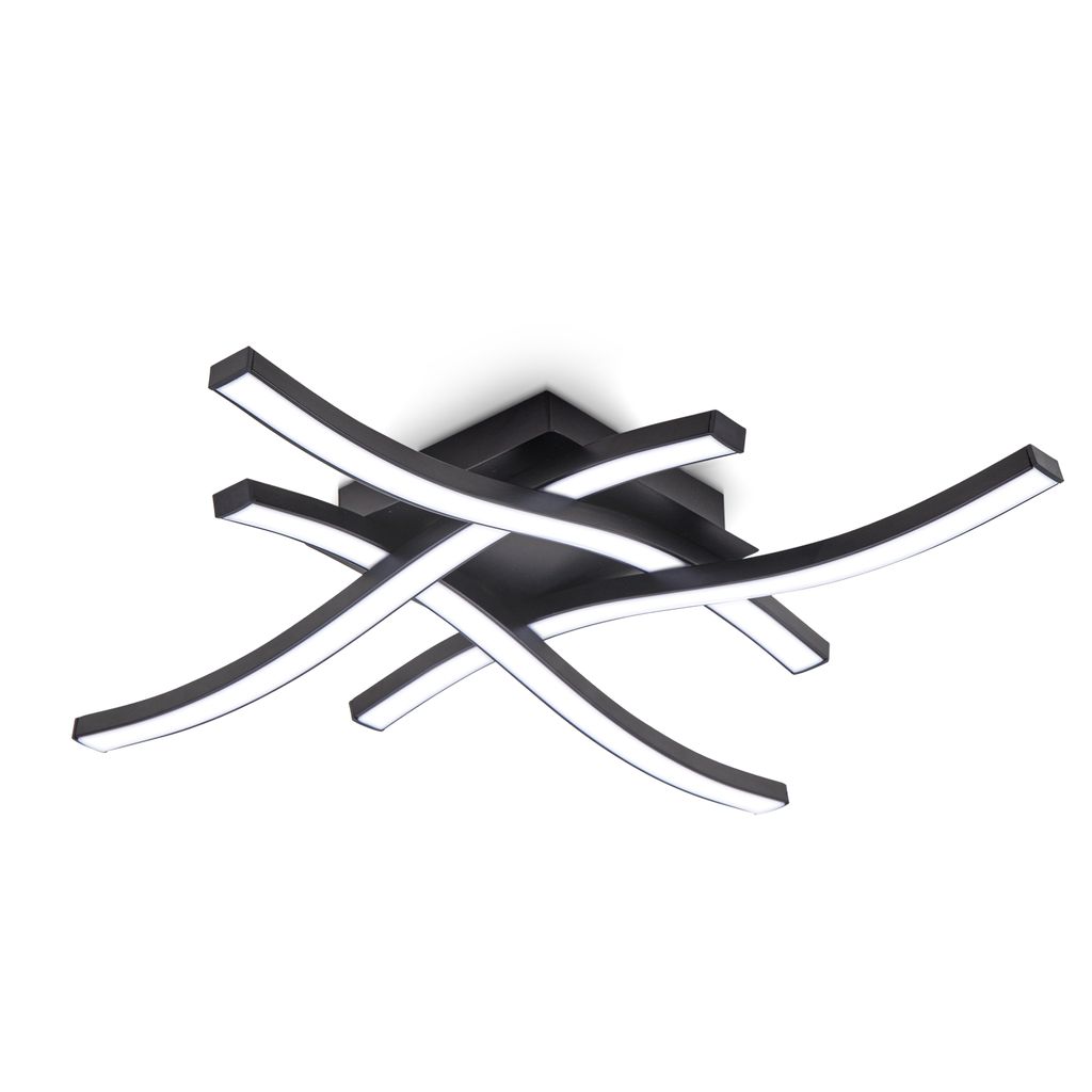 Deckenleuchte 47,5x47,5 cm - 13,6W, 1400lm, LED, warmweiß, schwarz