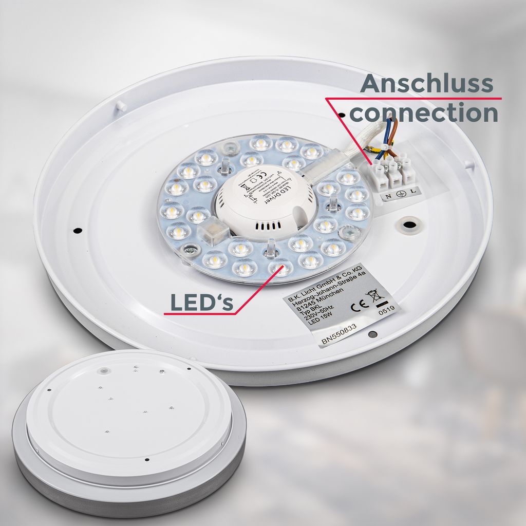 Deckenleuchte Ø28.8 cm - 12W. 1200lm. LED. warmweiß. silberfarbig 5