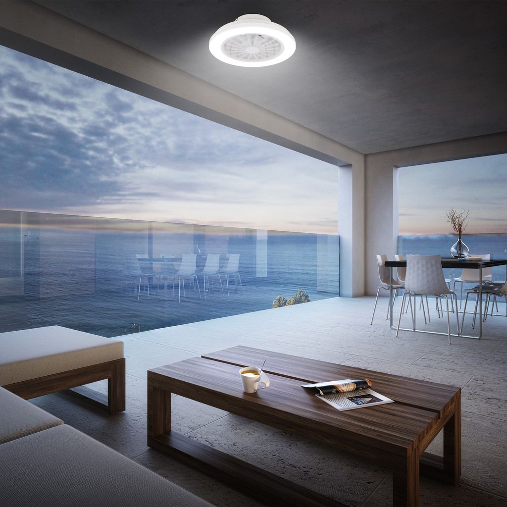 Briloner Deckenventilator mit Licht Fernbedienung Ø38cm Rund 24W 2600lm 3000K-6500K Warmweiß bis Tageslichtweiß DC-Motor Weiß - Deckenleuchte Schlafzimmer Wohnzimmer Flur 9