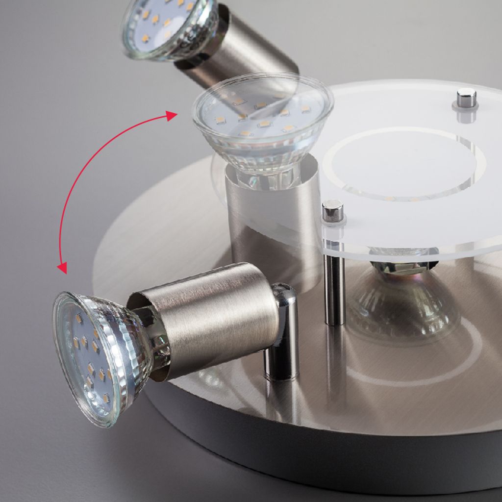 Deckenleuchte Ø25 cm - 12W. 1000lm. LED. schwenkbar. warmweiß. matt-nickel 2