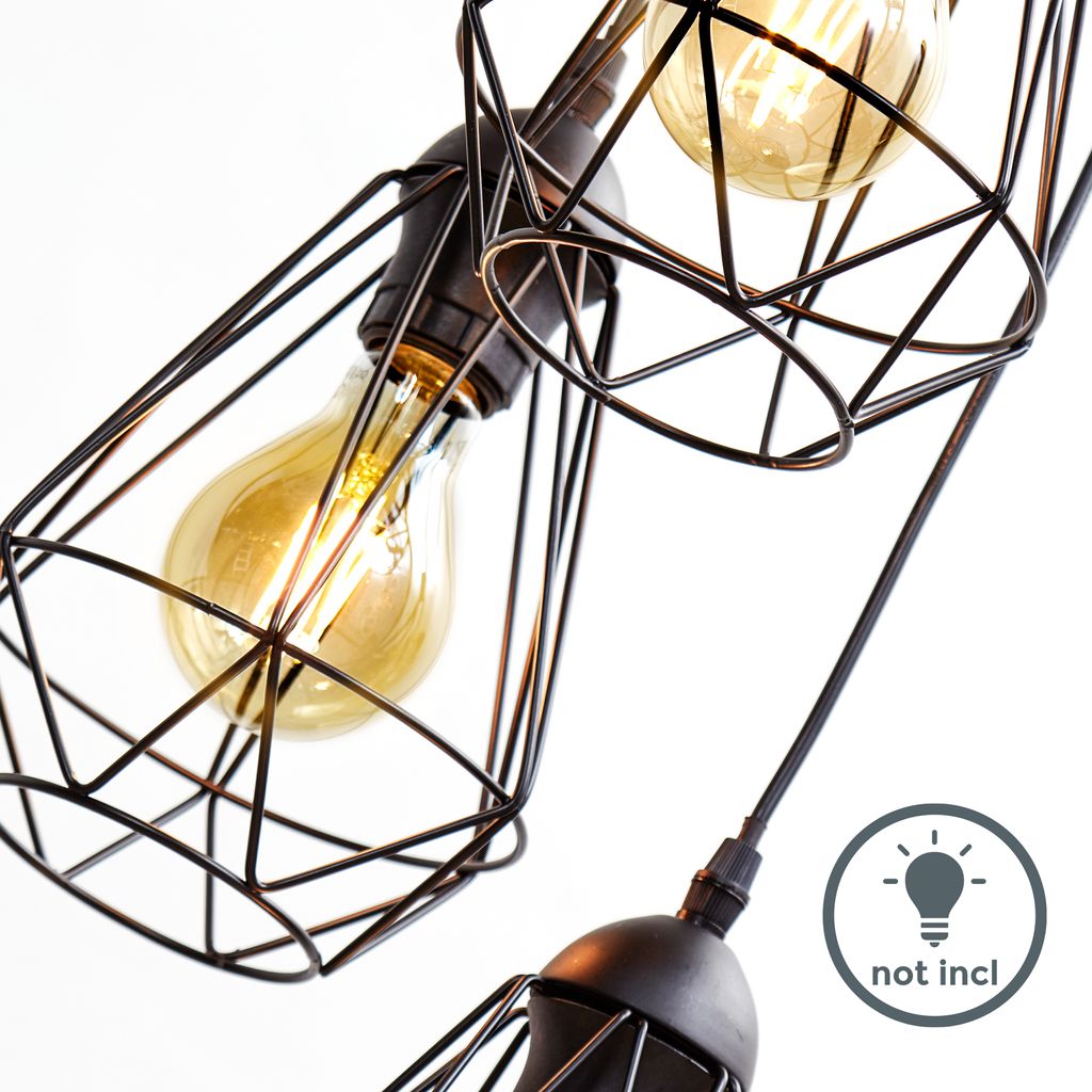 Pendelleuchte - E27 Fassung. retro. 3-flammig. Drahtkorpus. schwarz 2