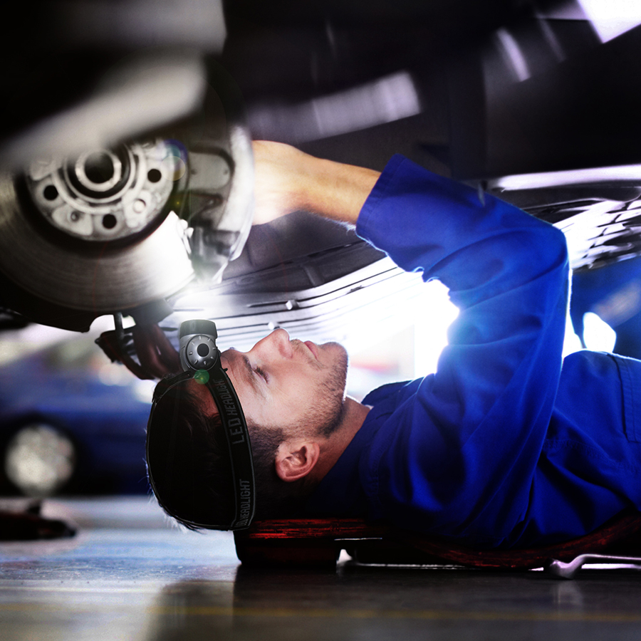 LED Stirnlampe. silber-schwarz. 12xLED/0.3W 9