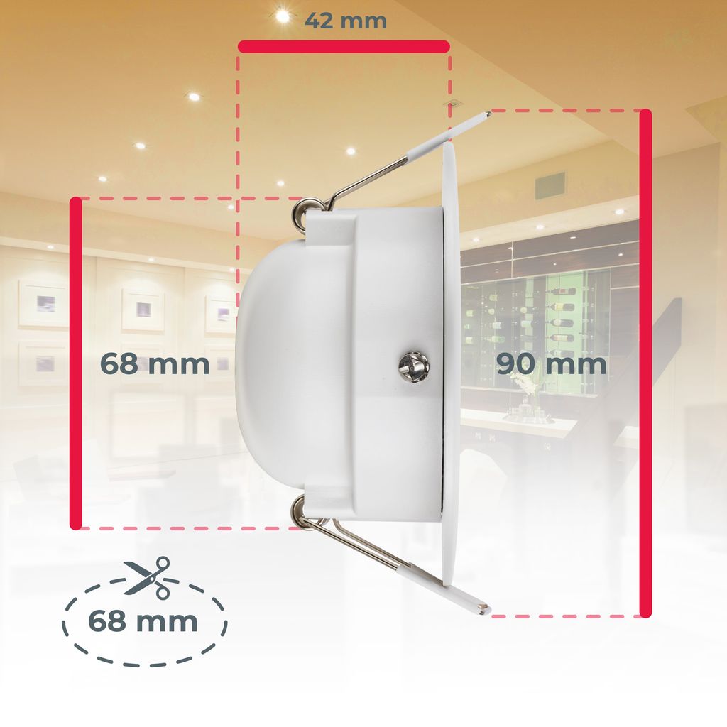 Einbaustrahler 68mm 5er Set - 230V. 4.9W. 480lm. LED. dimmbar. IP65. warmweiß. weiß 4