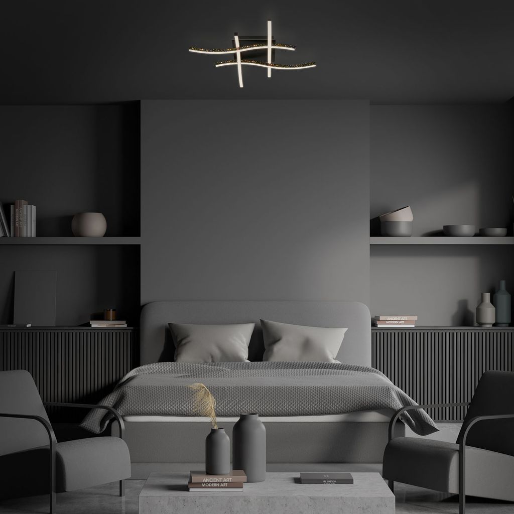 Briloner Leuchten REY - Wand-& Deckenleuchte - 3718045 - Glitzereffekt durch Laserlochoptik - 24W ? 2800 lm - Warmweiß 3000K - 64.5 x 64.5 x 10 cm 5