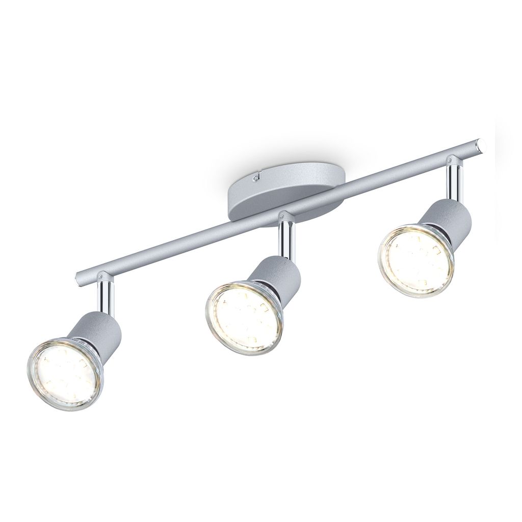 Deckenstrahler - 9W. 750lm. LED. schwenkbar. GU10. 3-flammig. warmweiß. silberfarbig 0