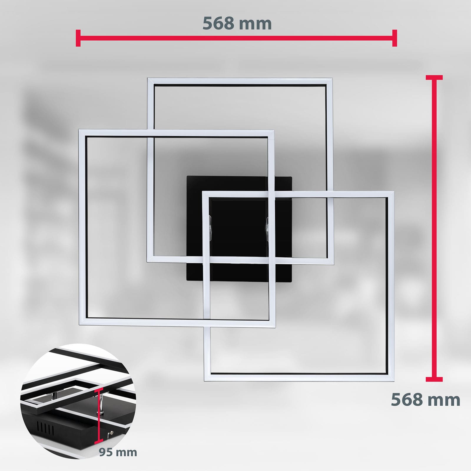LED Frame Deckenleuchte 3-flammig schwenkbar schwarz - 8