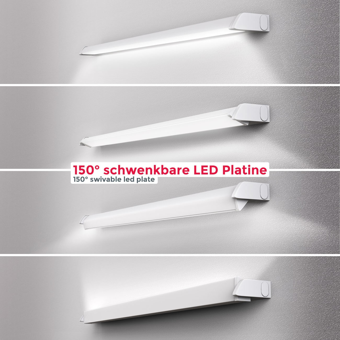 LED Unterbauleuchte mit Schalter - 55,7 x 6,1 cm - Unterschrank-Beleuchtung Küche flach 24mm schwankbar 8W 230V CCT Farbtemperatursteuerung warmweiß neutralweiß | weiss - 5