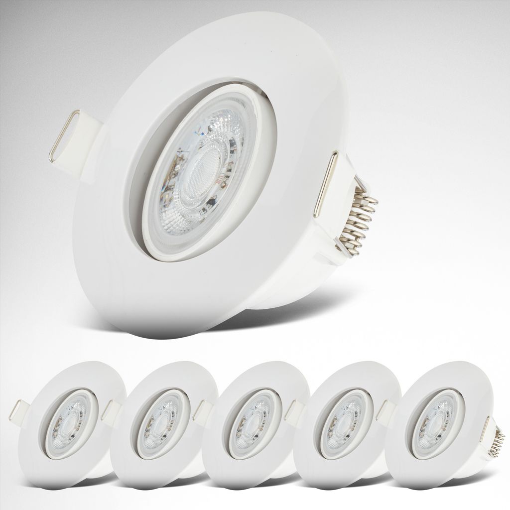 Einbaustrahler 68mm 6er Set - 230V. 4.9W. 480lm. LED. IP65. warmweiß. weiß 11