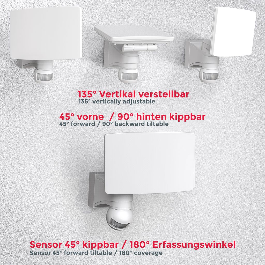 Außenstrahler - 20W. 2300lm. IP44. LED. mit Bewegungsmelder. neutralweiß. weiß 2