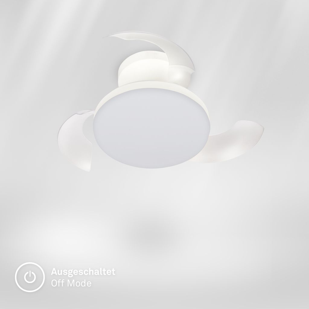 Ravan Deckenventilator mit Beleuchtung - 15W, 1750lm, 3 Geschwindkeiten, CCT, Dimmbar, Weiß