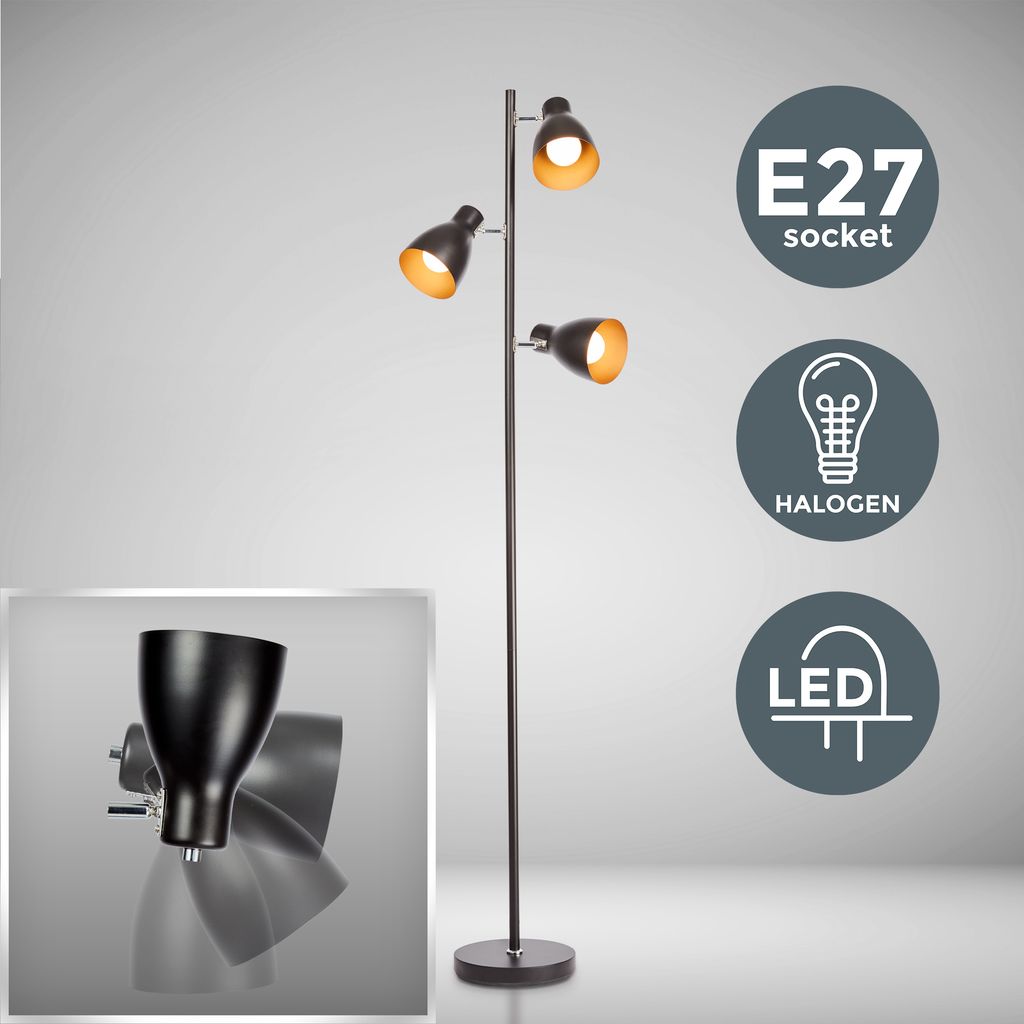 Stehlampe - Schalter. schwenkbar. E27 Fassung. max. 25W. Schwarz-Gold 11