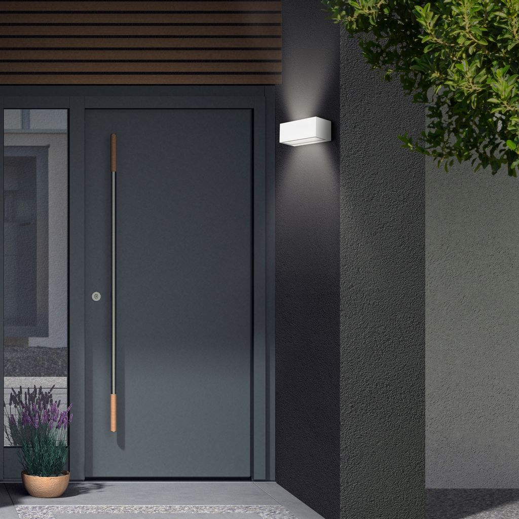 LED Außenwandleuchte Up- & Downlight 18x7x9cm - 1-flammig - Wandleuchte Hauswand Fassade Metall-Glas IP44 12W 1300lm 4.000K neutralweiße Lichtfarbe I weiß 3