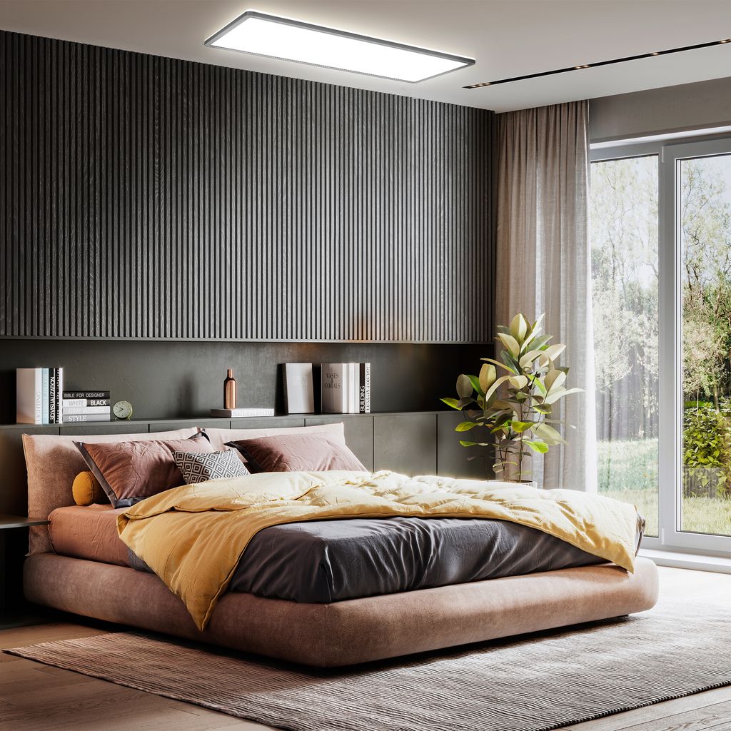 LED Panel 58x20 cm - 22W. 3000lm. dimmbar. Fernbedienung. RGBW. schwarz 7