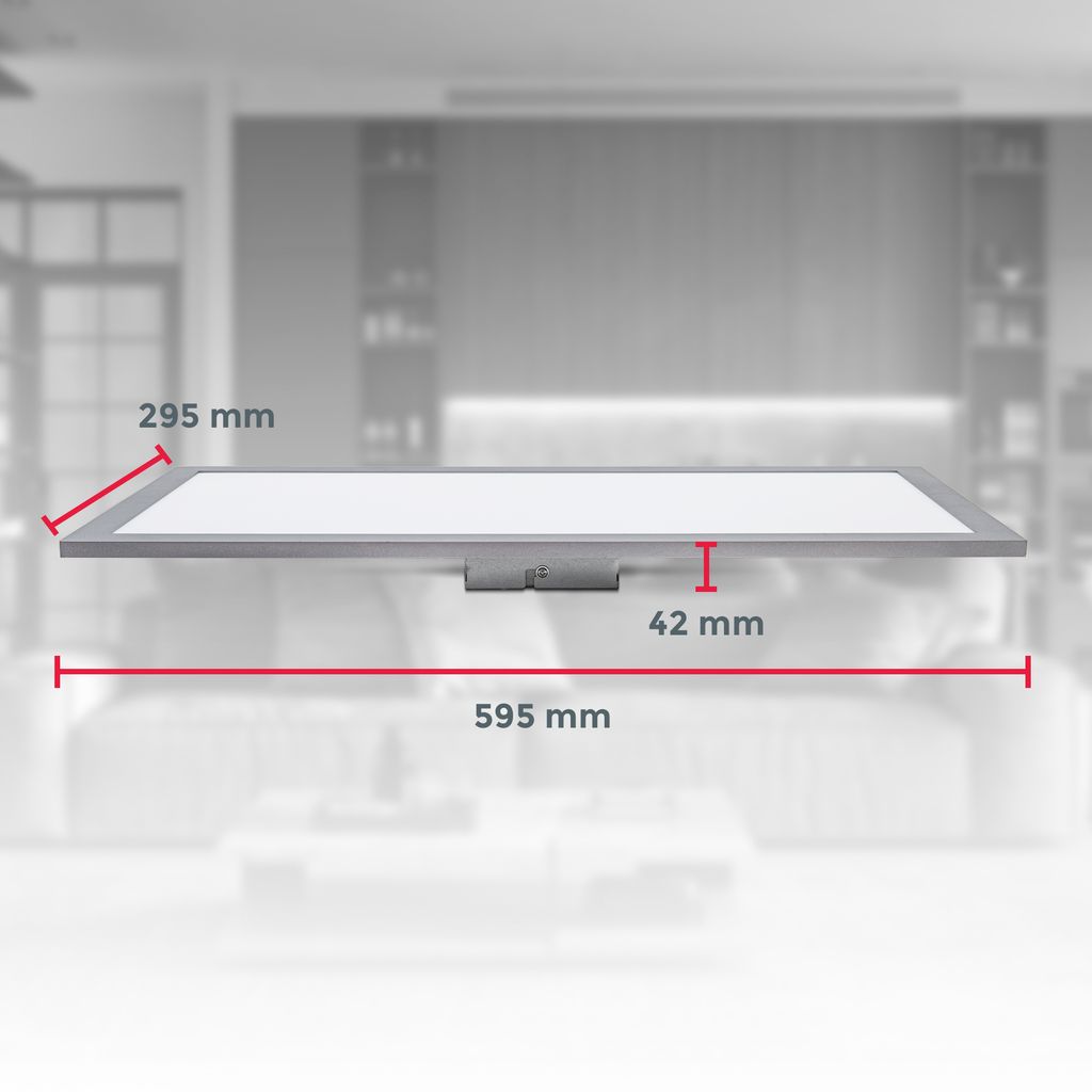 LED Panel 59.5x29.5 cm - 15W. 1300lm. dimmbar. Fernbedienung. CCT. RGB. silberfarbig 5