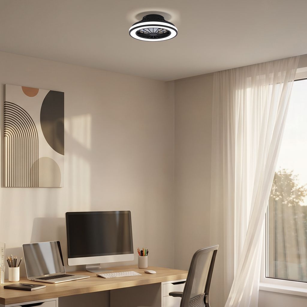 Venturo Deckenventilator mit Beleuchtung - 24W, 2600lm, 5 Geschwindkeiten, CCT, Dimmbar, Schwarz