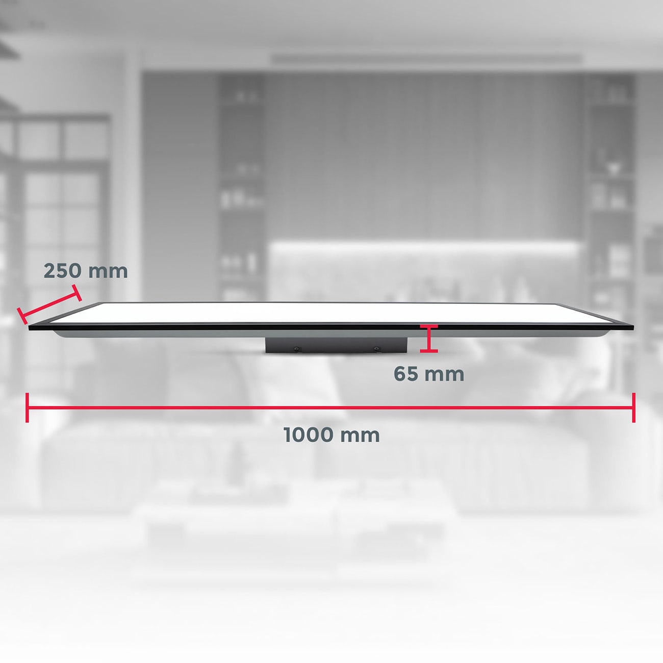 LED Decken-Panel flach - 100x25cm - Deckenleuchte 230V 22W 2200lm neutralweiße Lichtfarbe 4000K Deckenlampe Büro Küche | schwarz - 6