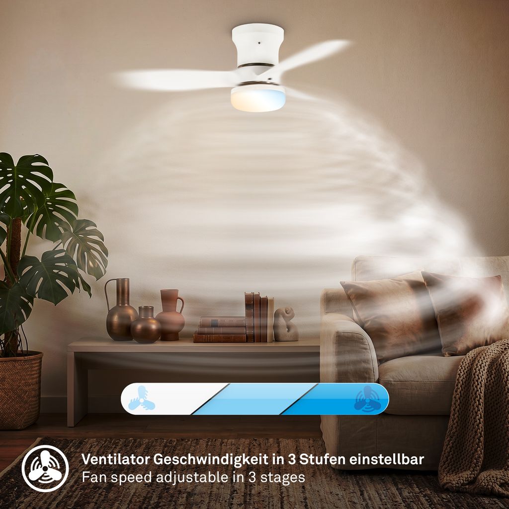 Deckenventilator mit Beleuchtung Fernbedienung Ventilator mit Licht Dimmbar CCT 5