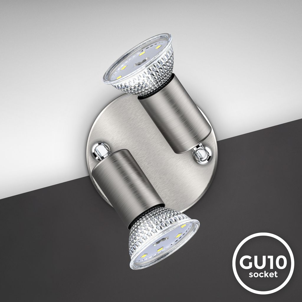 LED Spotleuchte. matt-nickel. 2xLED/GU10/3W 5