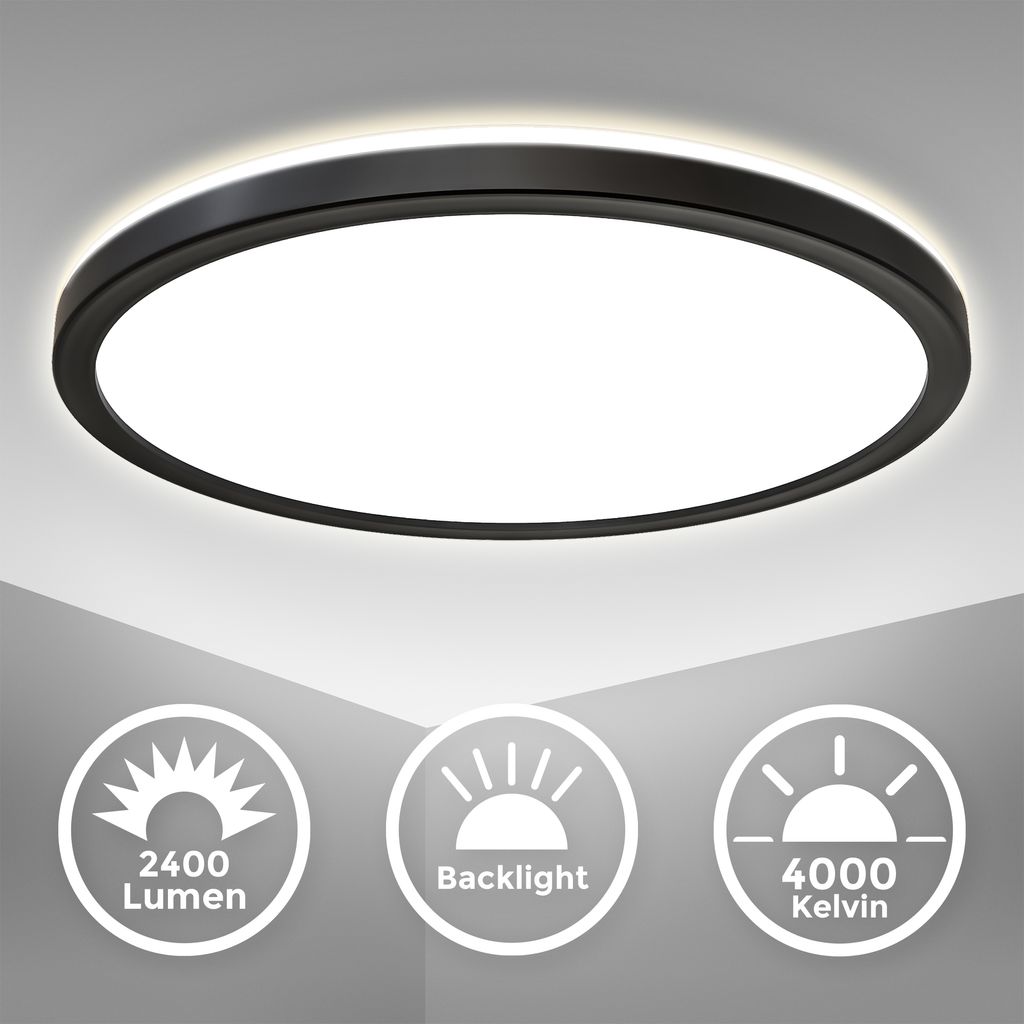 LED Panel Ø29.3 cm - 18W. 2400lm. flach. backlight. neutralweiß. schwarz 1