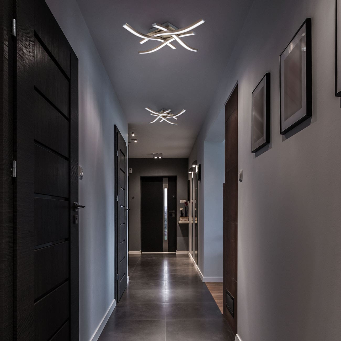 LED Deckenleuchte 42x42cm  - 4-flammig - Design-Deckenlampe Wohnzimmer Küche Flur flach 95mm 230V 17W 1520lm 4000K neutralweiß | nickel-matt - 2
