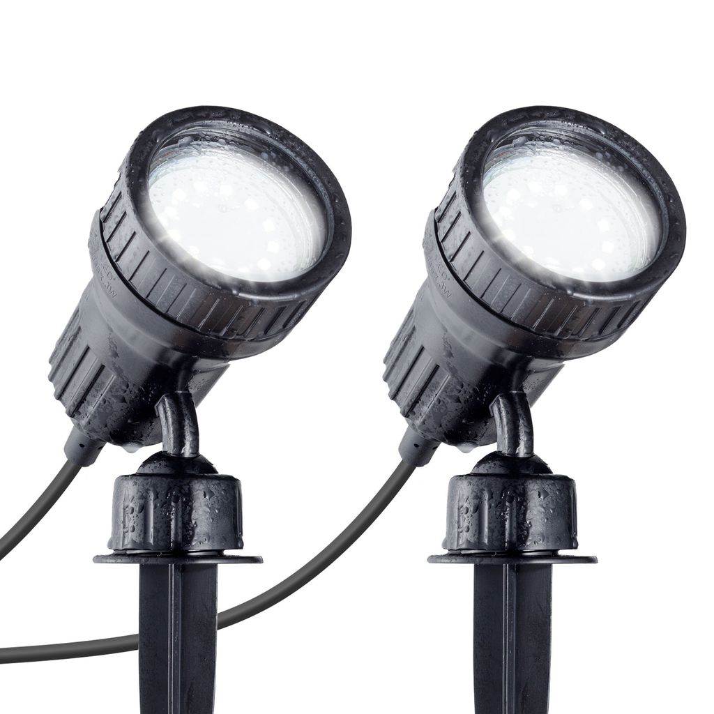 Gartenstrahler - 2x 2.9W. 260lm. LED. mit Stecker. Farbfilter. warmweiß. schwarz 0