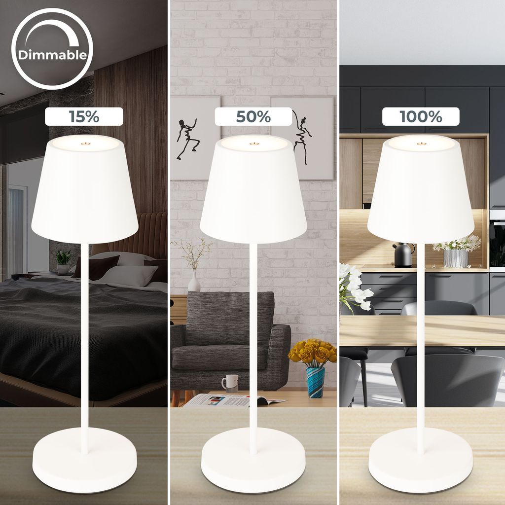 Tischlampe - 2.6W. 240lm. kabellos. led. dimmbar. warmweiß. weiß 2