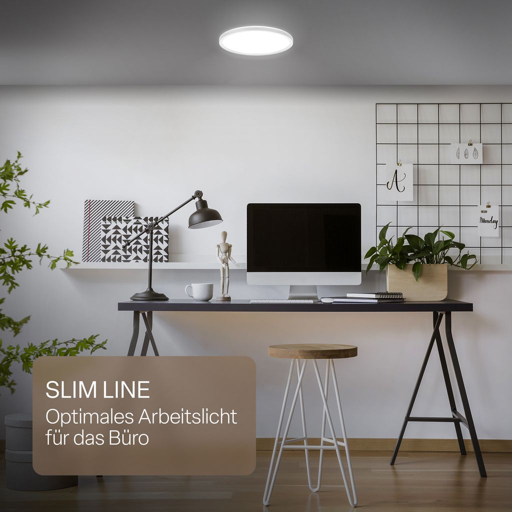LED Deckenlampe Panel Bad Deckenleuchte Flach Indirektes Licht IP44 29cm Weiß 9