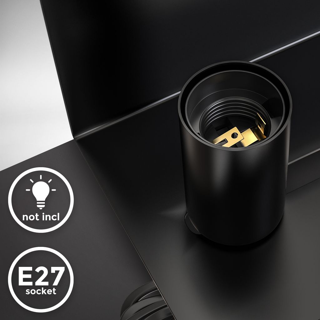 Wandlampe - schalter. mit Stecker. mit Ablage. E27 Fassung. schwarz 6
