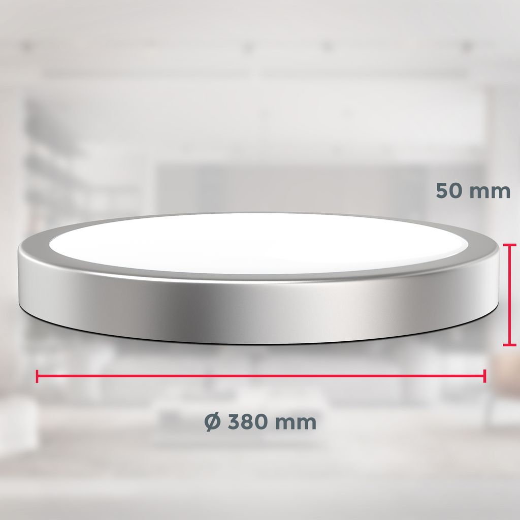 Deckenlampe Ø38 cm - 24W. 3000lm. LED. neutralweiß. silberfarbig 8
