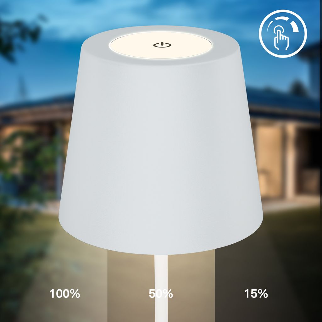 Tischlampe - 2.5W. 200lm. kabellos. led. dimmbar. warmweiß. weiß 2