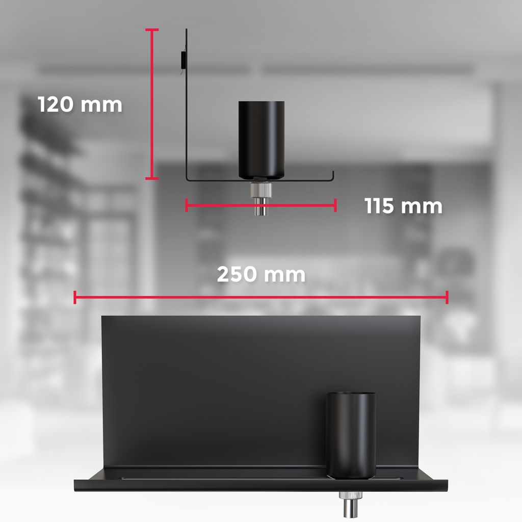 Wandlampe - schalter. mit Stecker. mit Ablage. E27 Fassung. schwarz 4
