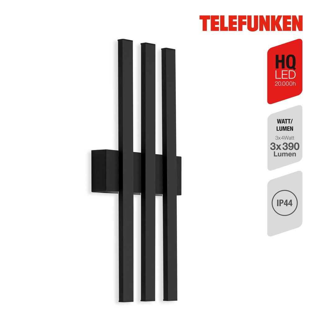 LED Außenleuchte 37 cm 3x12W 1170lm schwarz 0