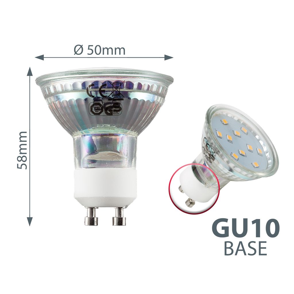 LED Leuchtmittel GU10 10er Set - 3W. 250lm. 3000K. klar 12