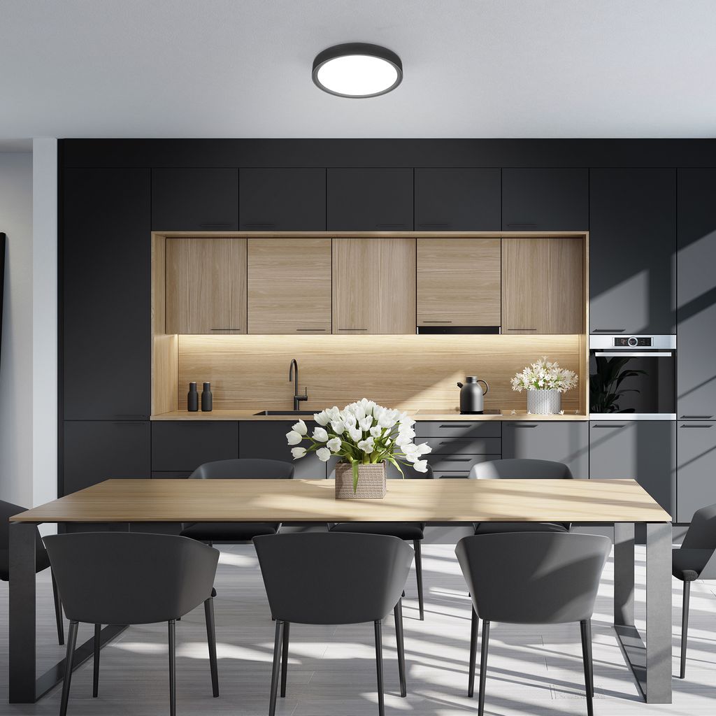 Deckenlampe Ø25 cm - 12W. 1200lm. LED. neutralweiß. schwarz 3