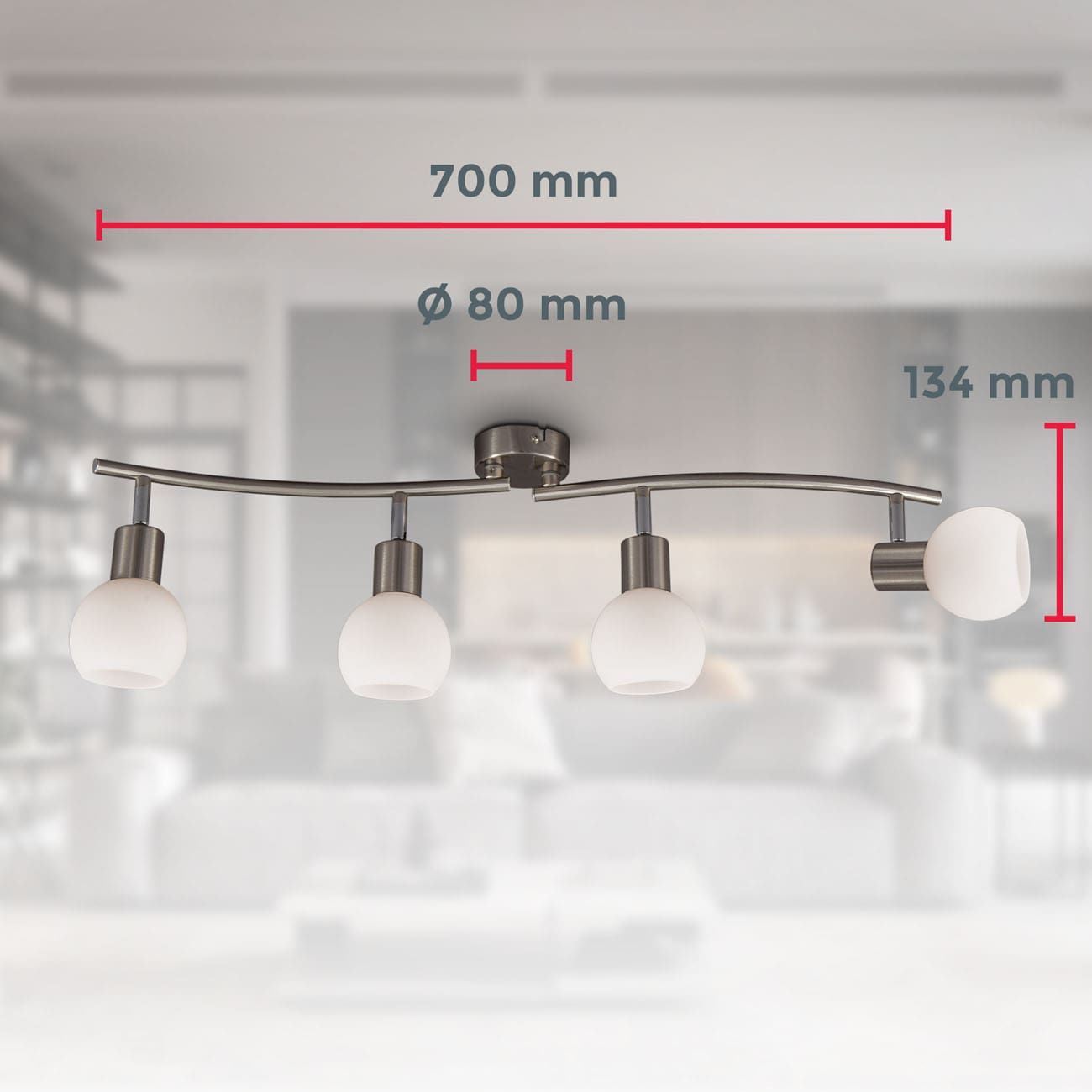 LED Deckenspot - 4-flammig - Deckenleuchte E14 4x 5W 470lm Spots Opalglas dreh- & schwenkbar 3000K warmweiß | Matt-Nickel - 6